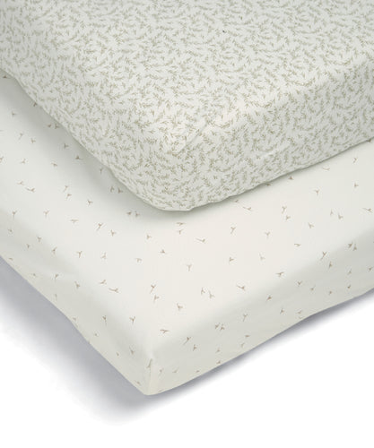 Welcome to the World Seedling Cotbed Fitted Sheets - Seed/Leaf (Set of 2)