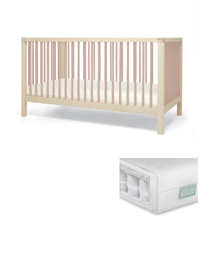 Solo Cotbed & Premium Pocket Spring Mattress Bundle - Blush/Natural