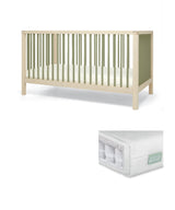 Solo Cotbed & Premium Pocket Spring Mattress Bundle -  Moss Green/Natural