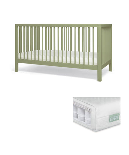 Solo Cotbed & Premium Pocket Spring Mattress Bundle - Moss Green