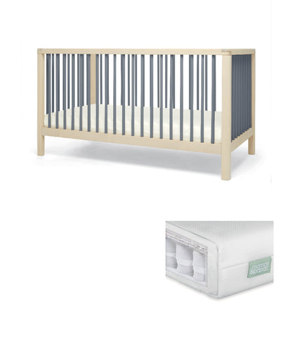 Solo Cotbed & Premium Pocket Spring Mattress Bundle - Slate/Natural