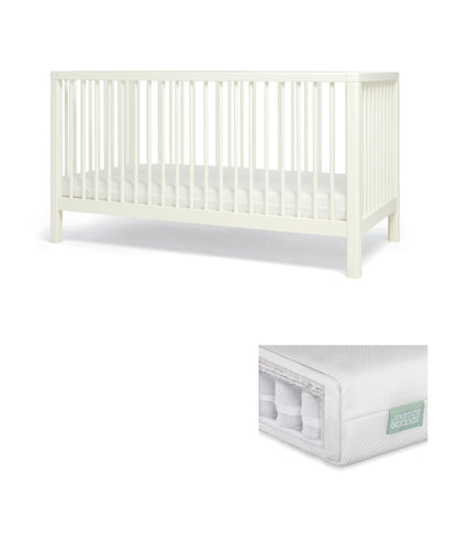 Solo Cotbed & Premium Pocket Spring Mattress Bundle - White