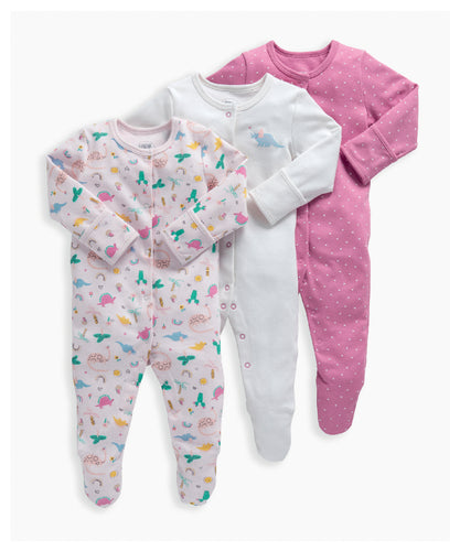 Dinosaur Jersey Cotton Sleepsuits (Set of 3)