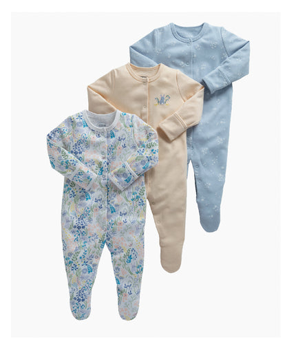 Floral Bunny Jersey Cotton Sleepsuits (Set of 3)