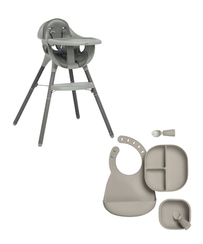 Highchair Juice Bundle with Mealtime Silicone Set- Grey/Truffle