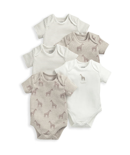 Giraffe Bodysuits - Neutral (Set of 5)