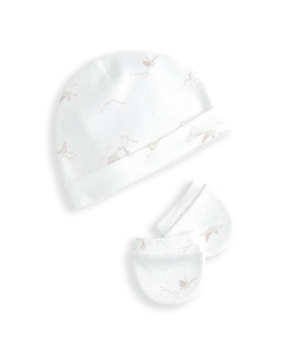 Baby Hat & Mitts - Stork Print