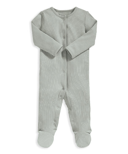 Organic Cotton Ribbed Sleepsuit - Green
