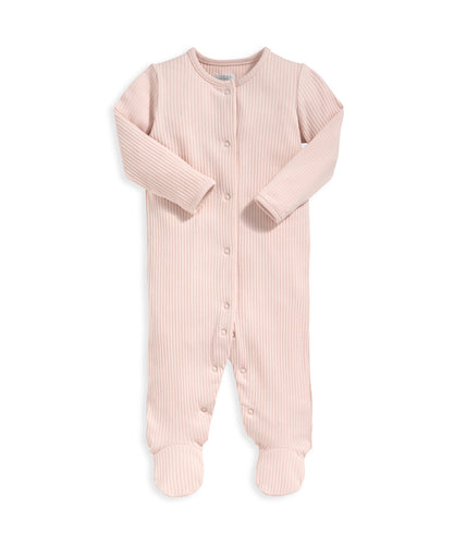 Organic Cotton Ribbed Sleepsuit - Pink