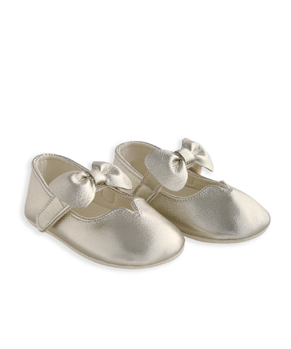 Bow Pram Shoes - Gold