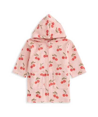 Cherry Print Hood Poncho