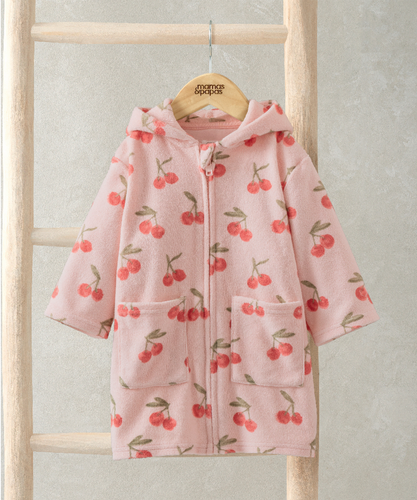 Cherry Print Hood Poncho