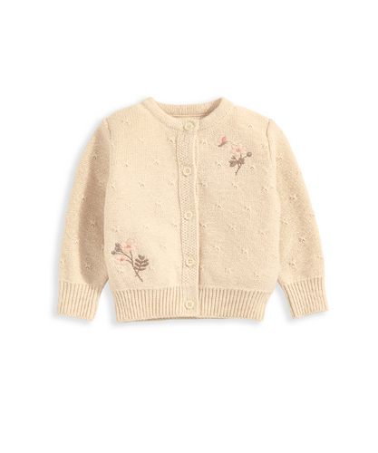 Embroidered Knitted Cardigan - Cream