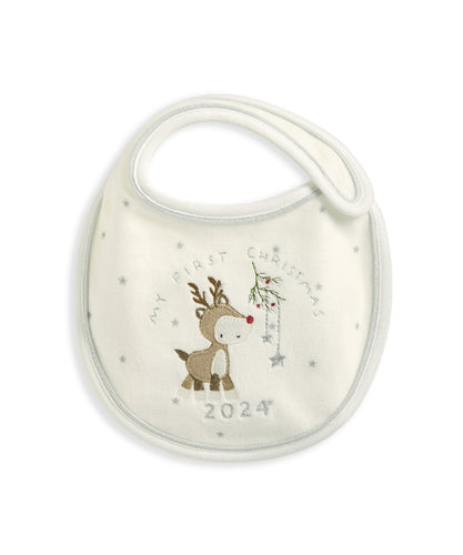 My First Christmas Bib - White
