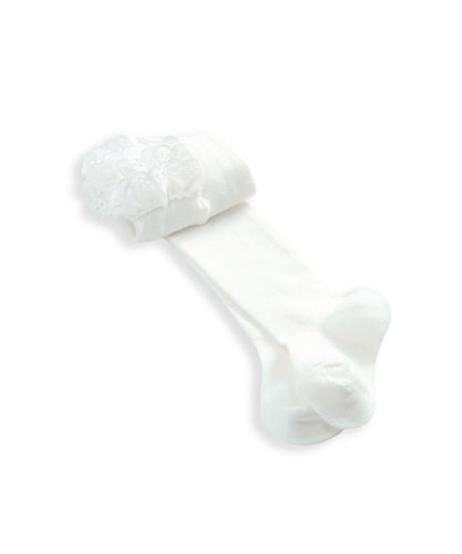 Ruffle Frill Tights - Off White