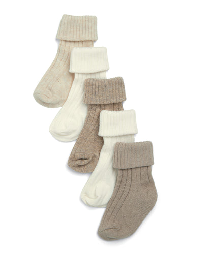 Sand Chunky Cotton Socks - Set of 5