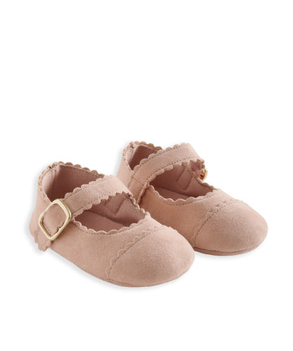 Scallop Pram Shoes - Pink