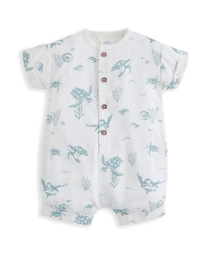 Romper with Turnback Sleeves - Under the Sea Print