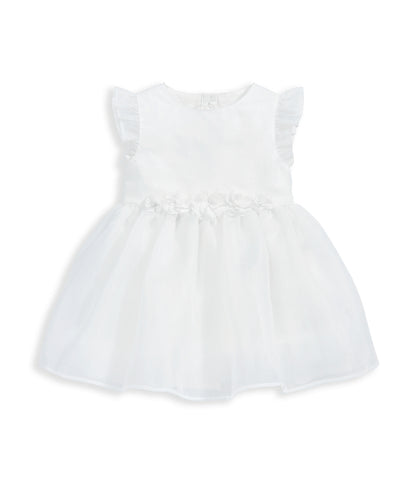 Organza Flower Dress - White