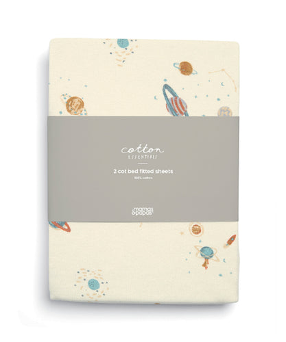 Cotbed Fitted Sheets - Planet/Blue Star (Set of 2)
