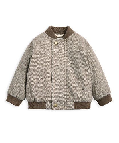 Herringbone Bomber Jacket - Oatmeal