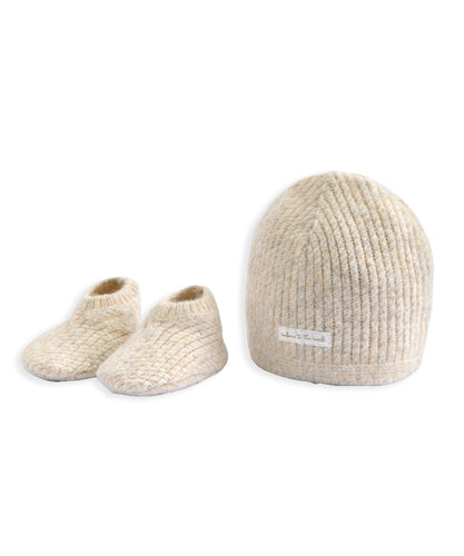 Waffle Knit Hat & Booties - Oatmeal (Set of 2)