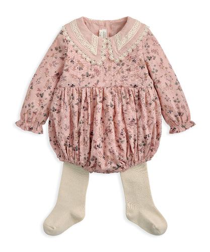 Bramble Print Romper & Tights - Pink (Set of 2)