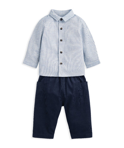 Check Shirt & Blue Cord Trousers (Set of 2)