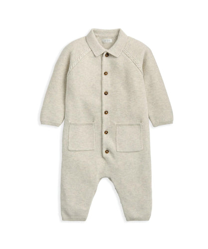 Collared Knit Romper - Oatmeal