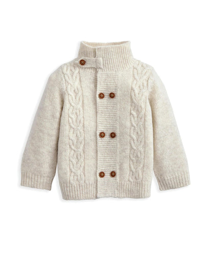 Funnel Neck Cable Knit Cardigan