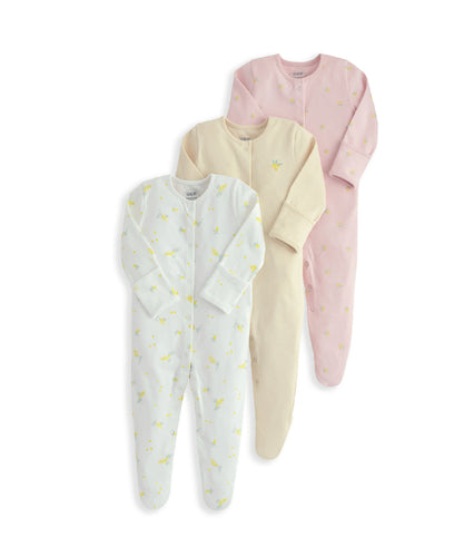 Lemon Print Sleepsuits (Set of 3)