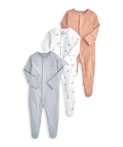 Dino Print Sleepsuits (Set of 3)
