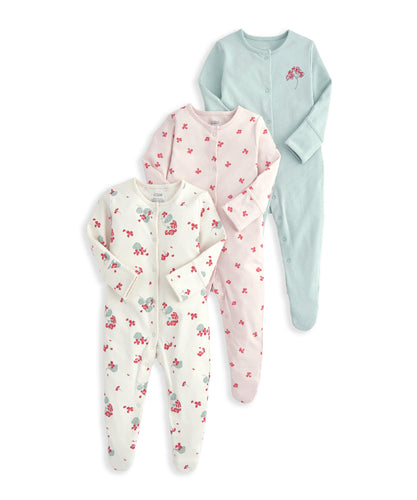 Geranium Print Sleepsuits (Set of 3)