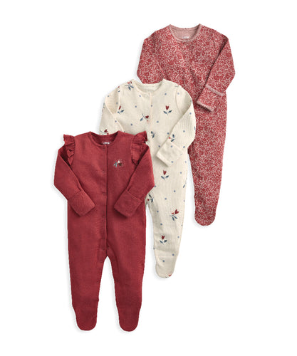 Floral Nostalgic Sleepsuits (Set of 3)
