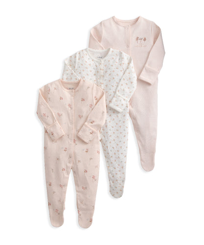 Wildflower & Floral Print Sleepsuits (Set of 3)