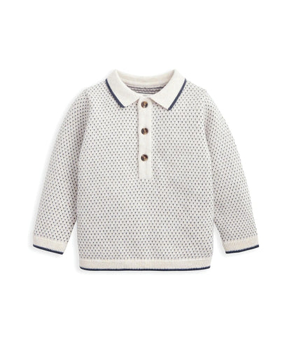 Knitted Polo Top - Cream