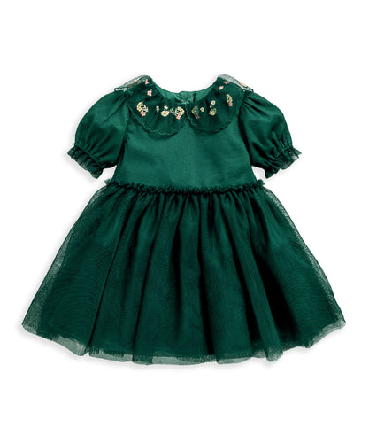 Deep Green Mesh Tulle Dress
