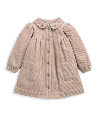 Cord Collared Dress - Pink