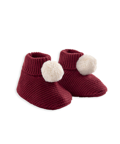Pom Pom Booties - Red