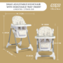 Snax Adjustable Highchair with Removable Tray Insert and Freestanding, Compact Fold - Terrazzo