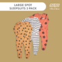 3 Pack Large Spots Sleep Suits - 9–12 Months