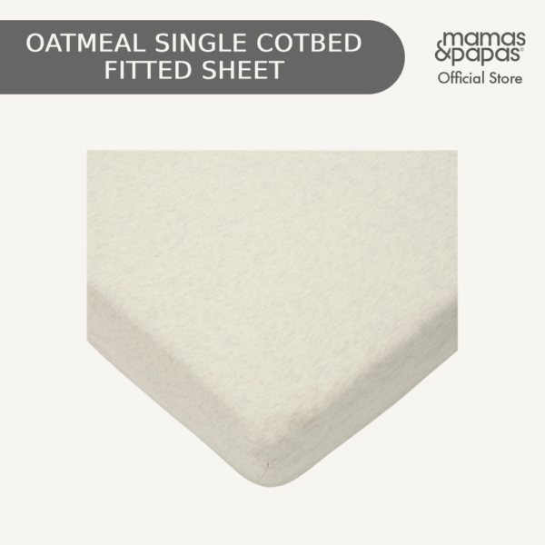 Oatmeal Single Cotbed Fitted Sheet