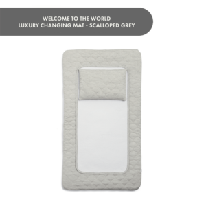 Welcome to the World Luxury Changing Mat - Scalloped Grey