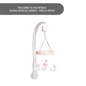 Welcome to the World Floral Musical Mobile - Pink & White