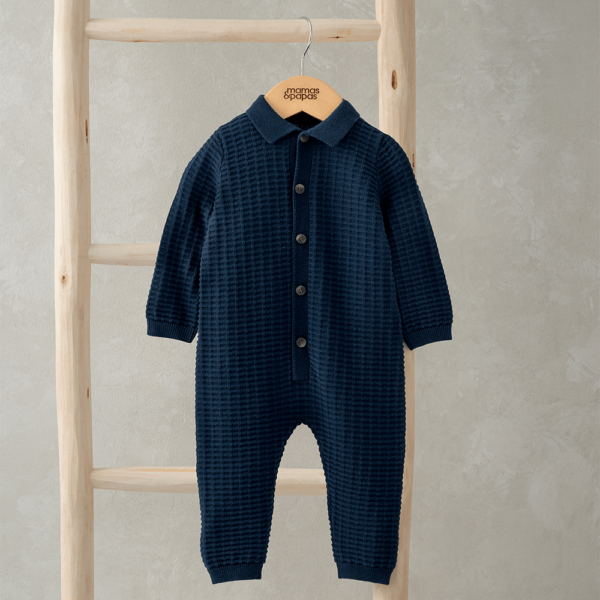 Knitted Romper - Navy - Image 2