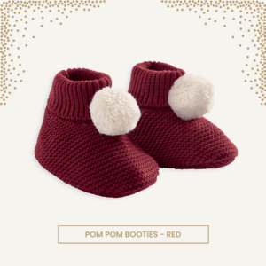 Pom Pom Booties - Red