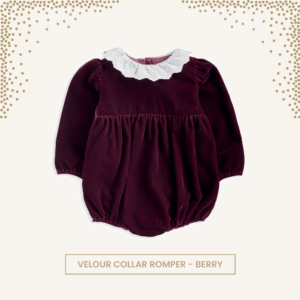 Velour Collar Romper - Berry