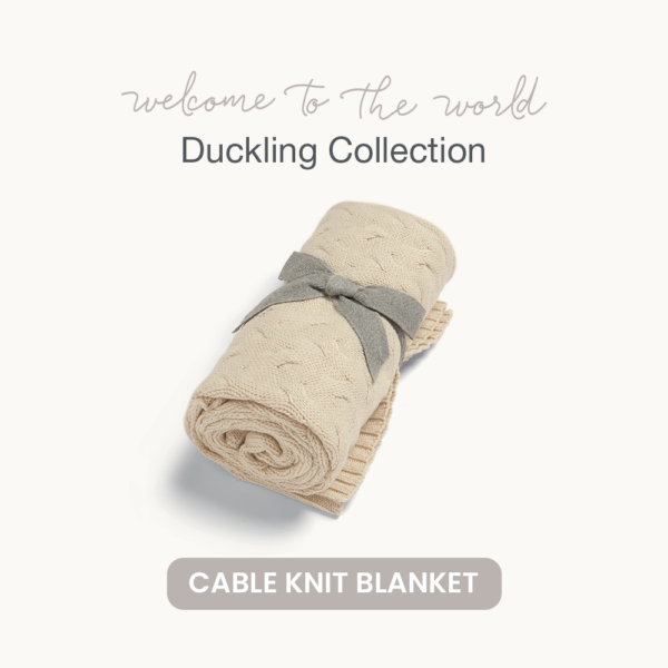 Cable Knit Blanket - Welcome to the World Duckling - Cream