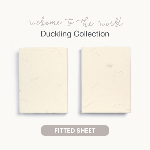 Cotbed Fitted Sheets (2 pack) Welcome to the World Duckling - Cream