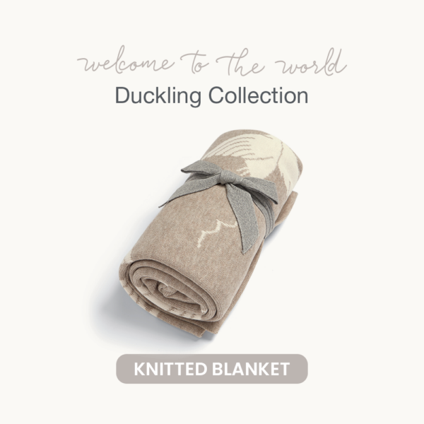 Knitted Blanket - Welcome to the World Duckling - Mocha